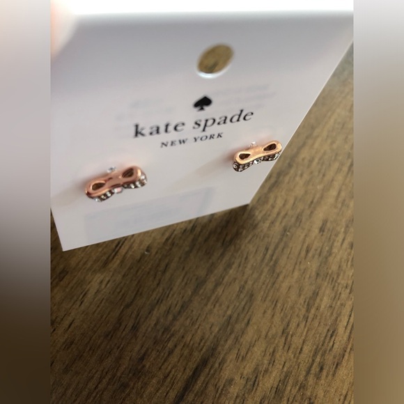 Kate Spade New York Ready, Set, Bow Pave Crystal ROSE GOLD Bow Studded Earrings - Picture 6 of 10